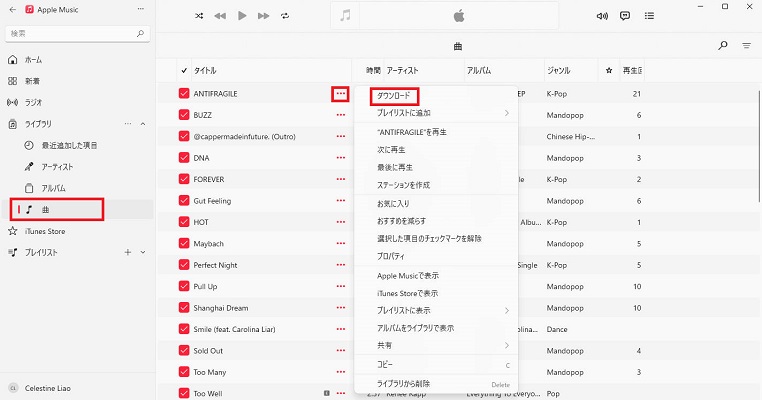 Apple Musicの単曲をダウンロード