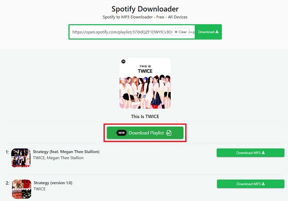 SpotidownでSpotifyプレイリストをダウンロード